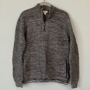 ROWM Men's Quarter Zip Sweater with Pockets, cotton navy blue sz Medium